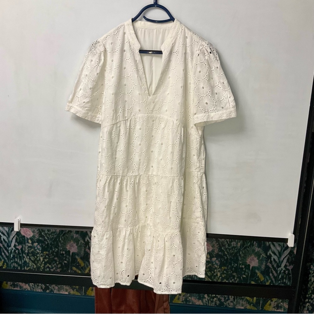 Elegant White Eyelet Dress
